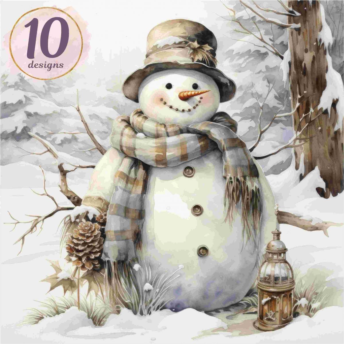 Festive Snowman Bundle Christmas SVG Holiday PNG Winter Clipart