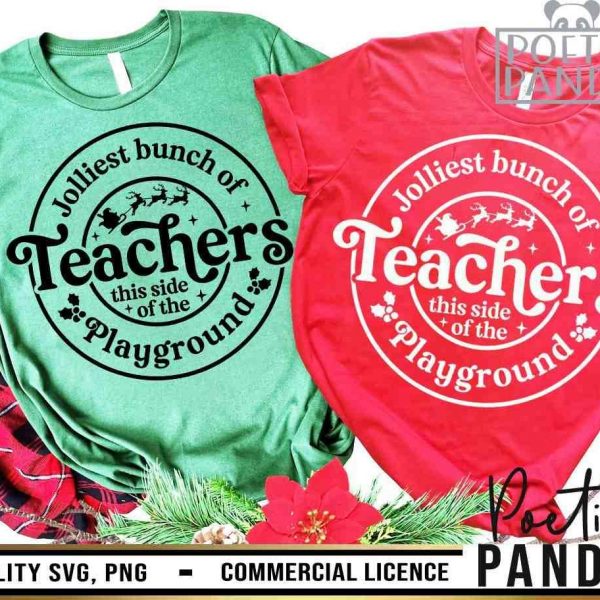 Festive Teacher Christmas SVG PNG Gift Funny Shirt Jolliest Bunch