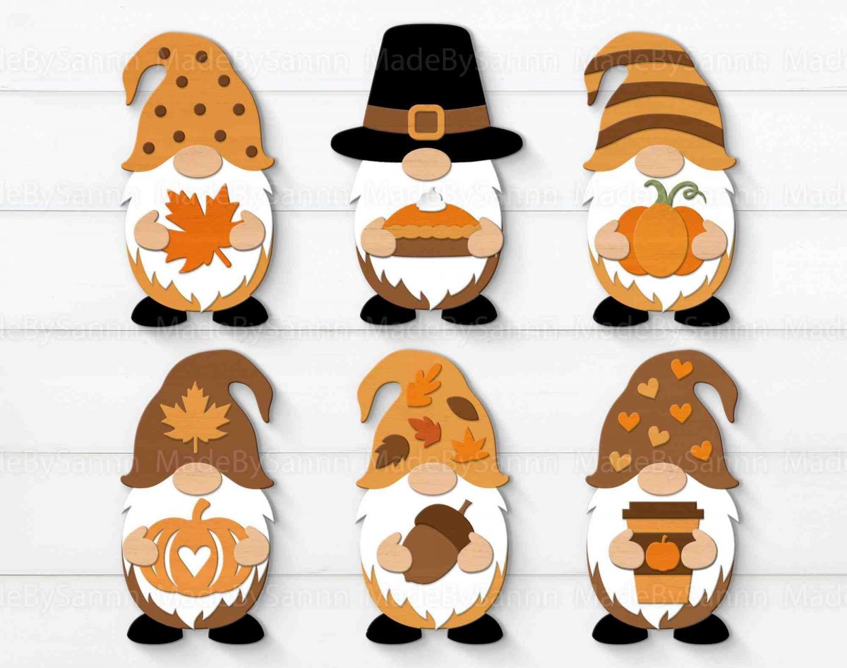 Festive Thanksgiving Gnomes SVG Bundle for Fall Glowforge Cricut