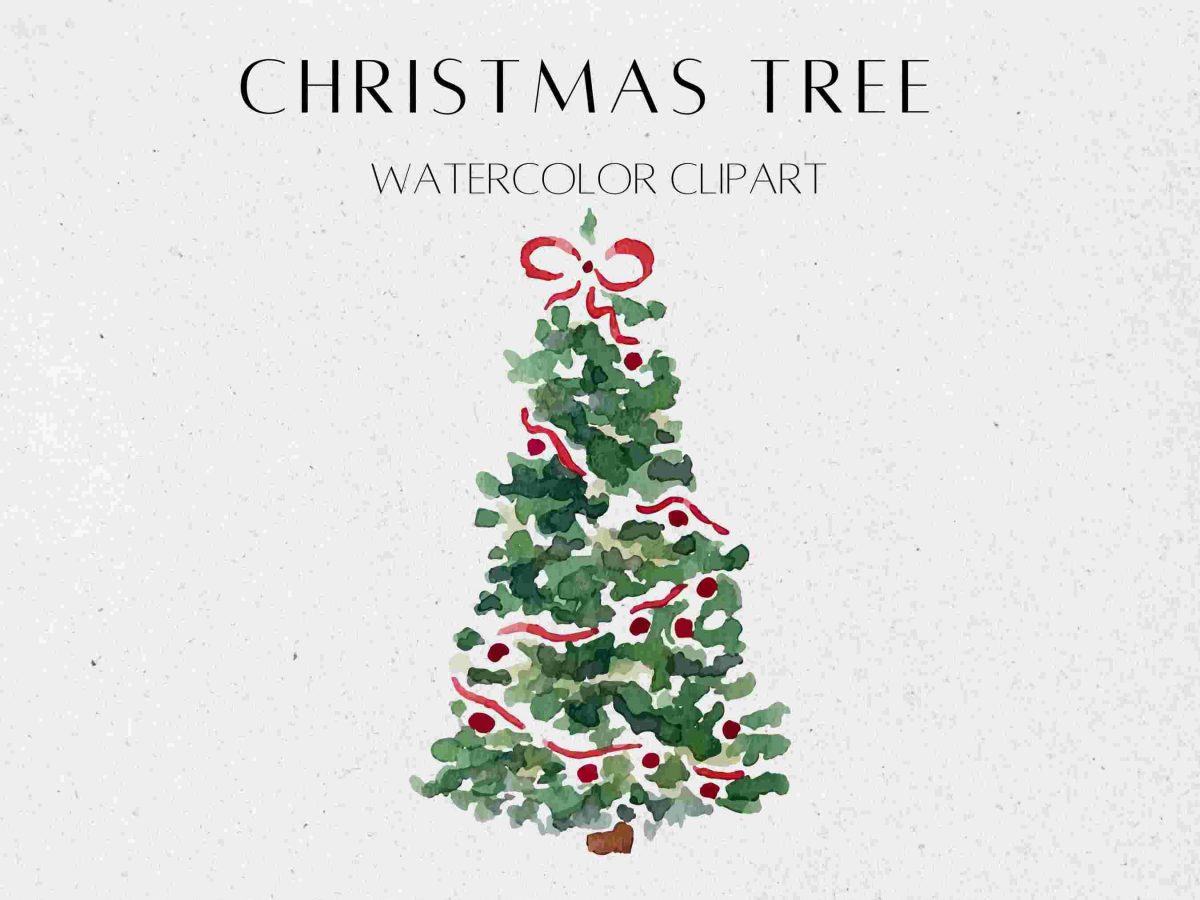 Festive Watercolor Christmas Tree SVG PNG Collection