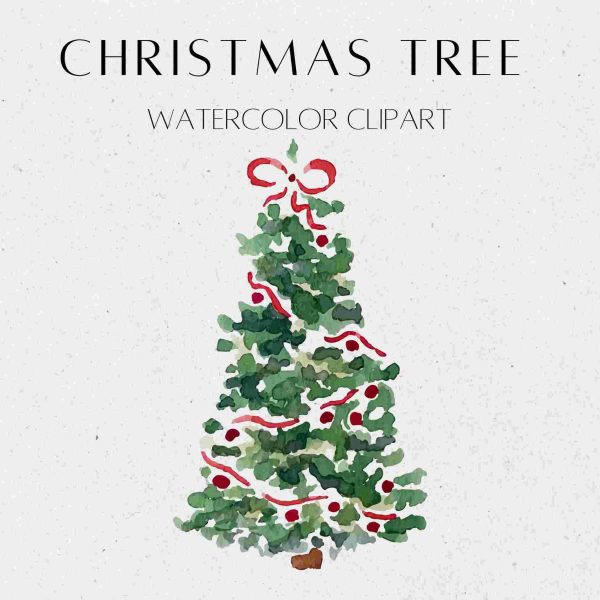 Festive Watercolor Christmas Tree SVG PNG Collection