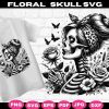 Floral Skeleton Woman Clipart Skeleton Florals SvgPng