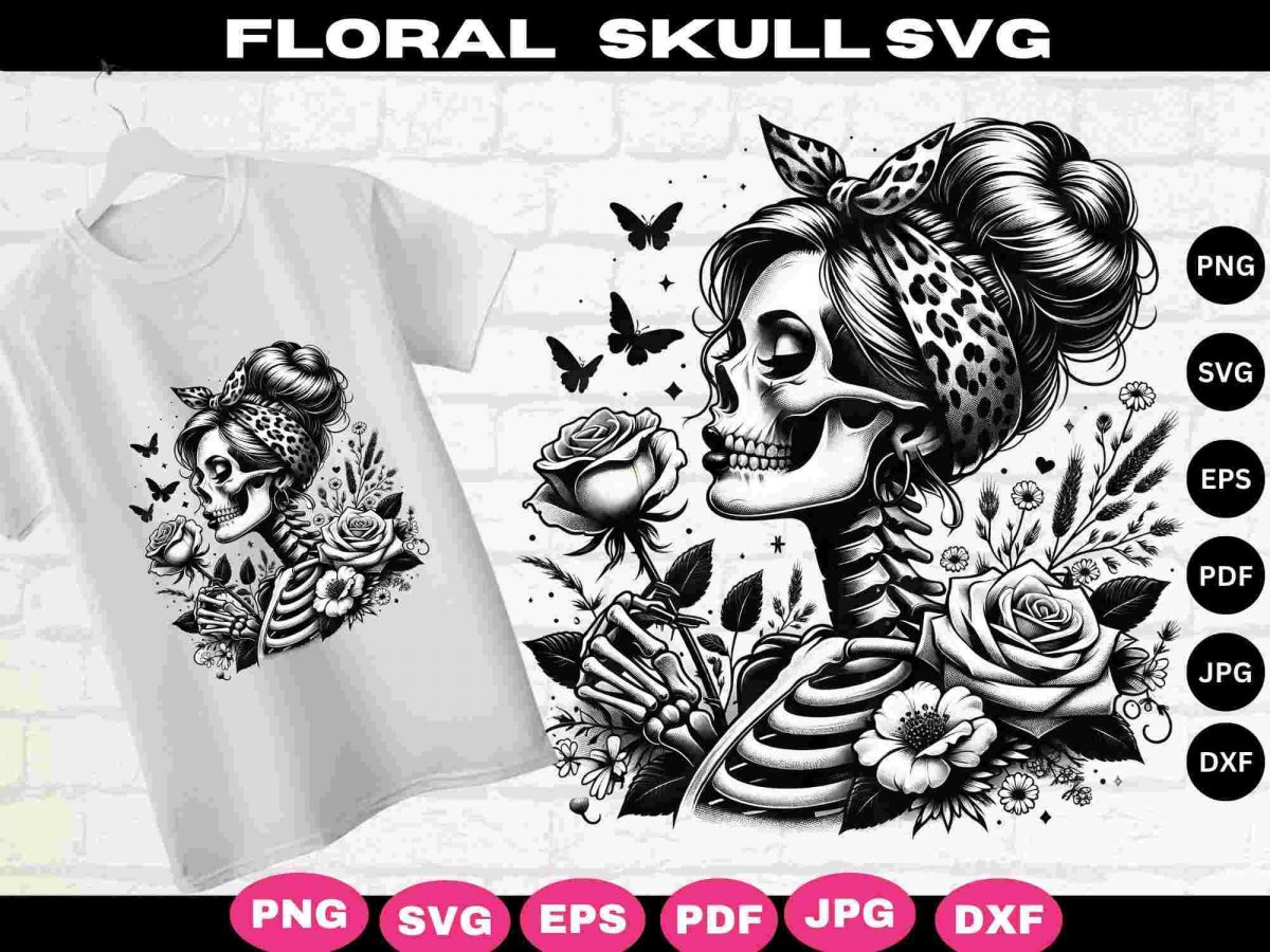 Floral Skeleton Woman Clipart Skeleton Florals SvgPng