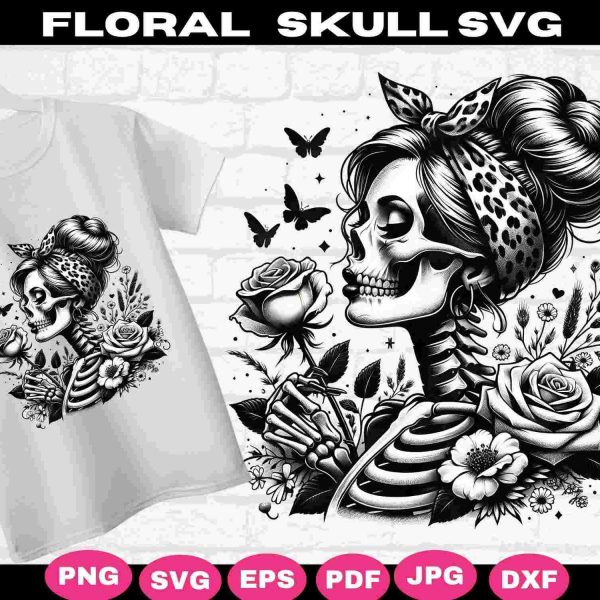 Floral Skeleton Woman Clipart Skeleton Florals SvgPng