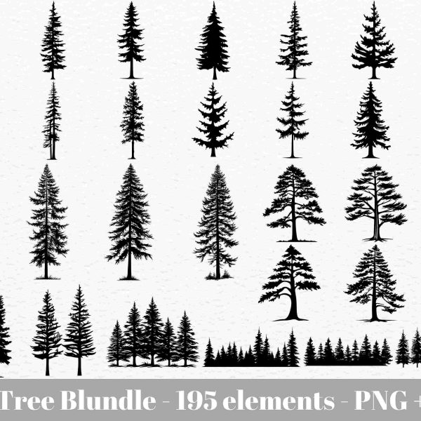 Forest svg Bundle Evergreen Pine Fir Trees Mountain Instant Download