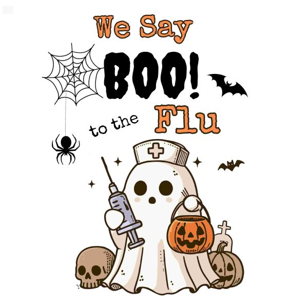 Frighten Flu Away with Halloween Boo Ghost Nurse PNGs for Hospital