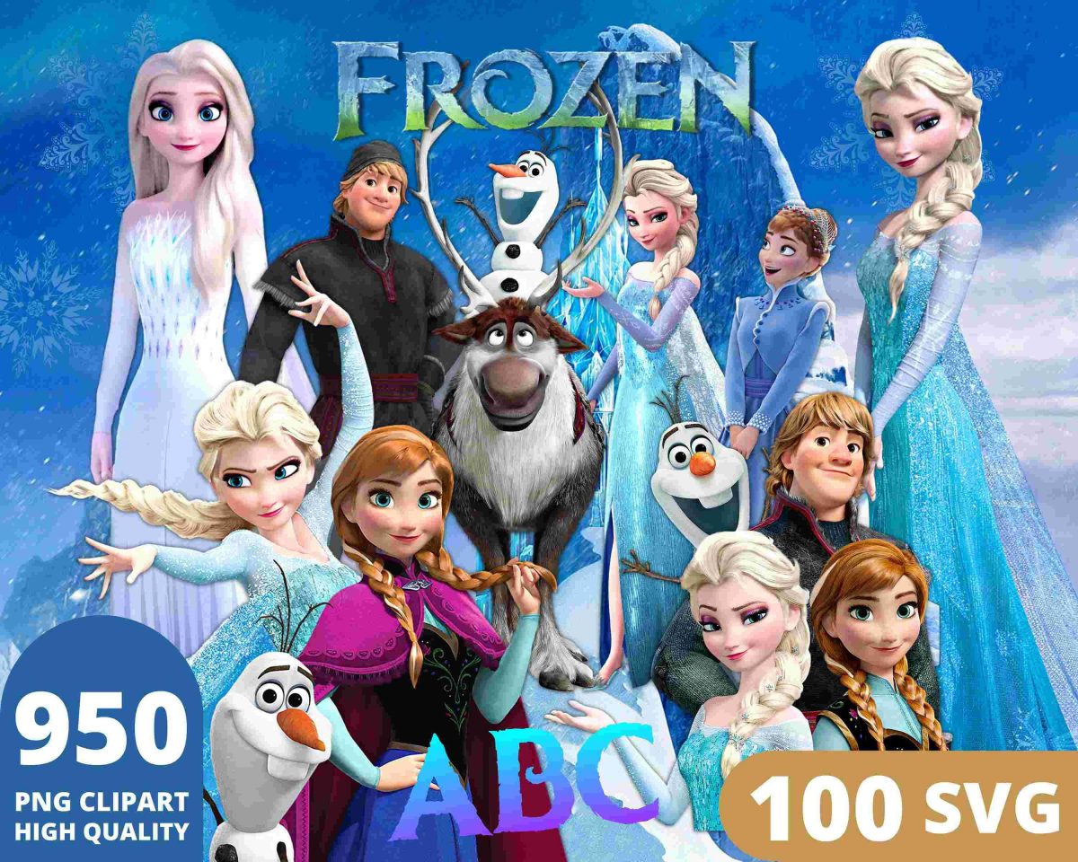 Frozen Princess Clipart Elsa Anna Olaf SVG PNG Posters