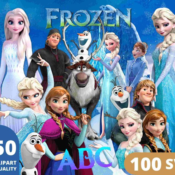 Frozen Princess Clipart Elsa Anna Olaf SVG PNG Posters