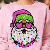 Funky Santa with Sunglasses Christmas Shirt Design in Sparkly Glitter