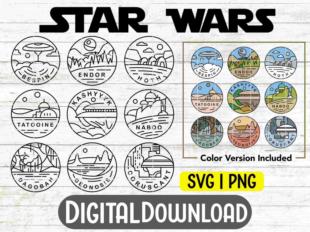 Galaxys Edge Tshirt Design Star Wars Planets SVG PNG Collection