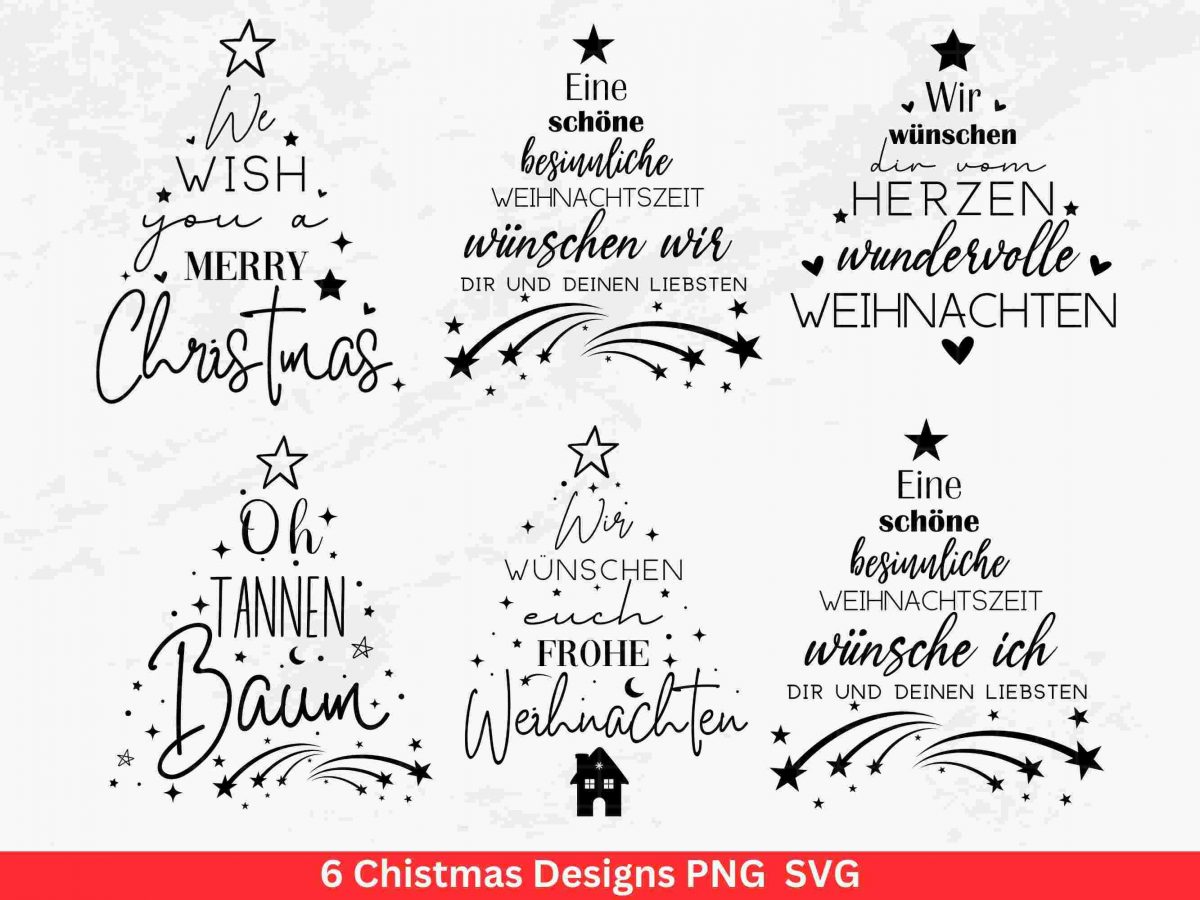 German Christmas Lettering SVG PNG for Silhouette Cricut Holiday