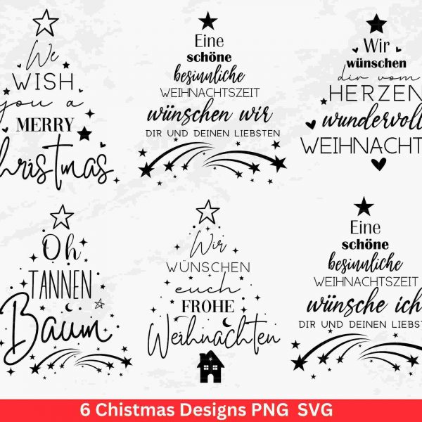 German Christmas Lettering SVG PNG for Silhouette Cricut Holiday