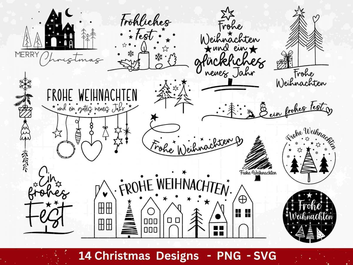 German Christmas SVG Festive Holiday Plotter File Silhouette Cricut