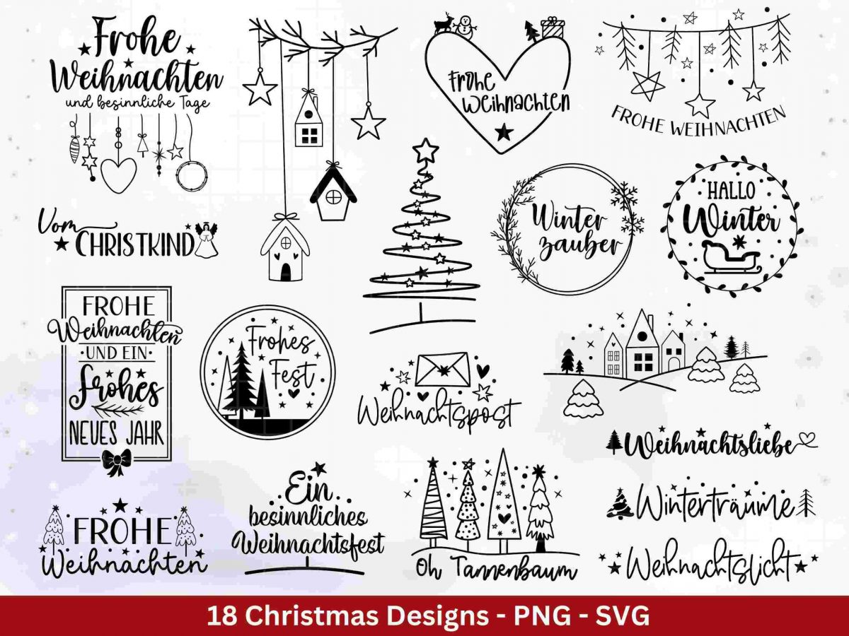 German Christmas SVG Festive Winter Laser Cricut Files