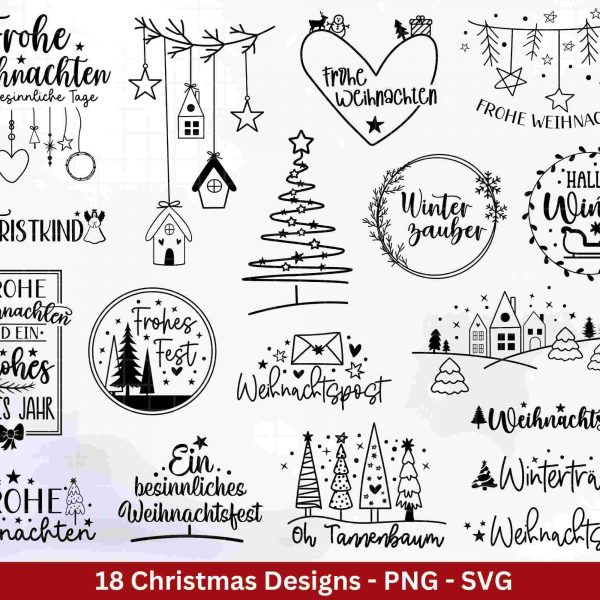 German Christmas SVG Festive Winter Laser Cricut Files