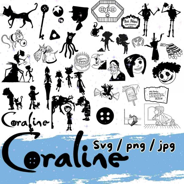 Ghostly Coraline Design Bundle SVG PNG JPG Cut Files for Digital