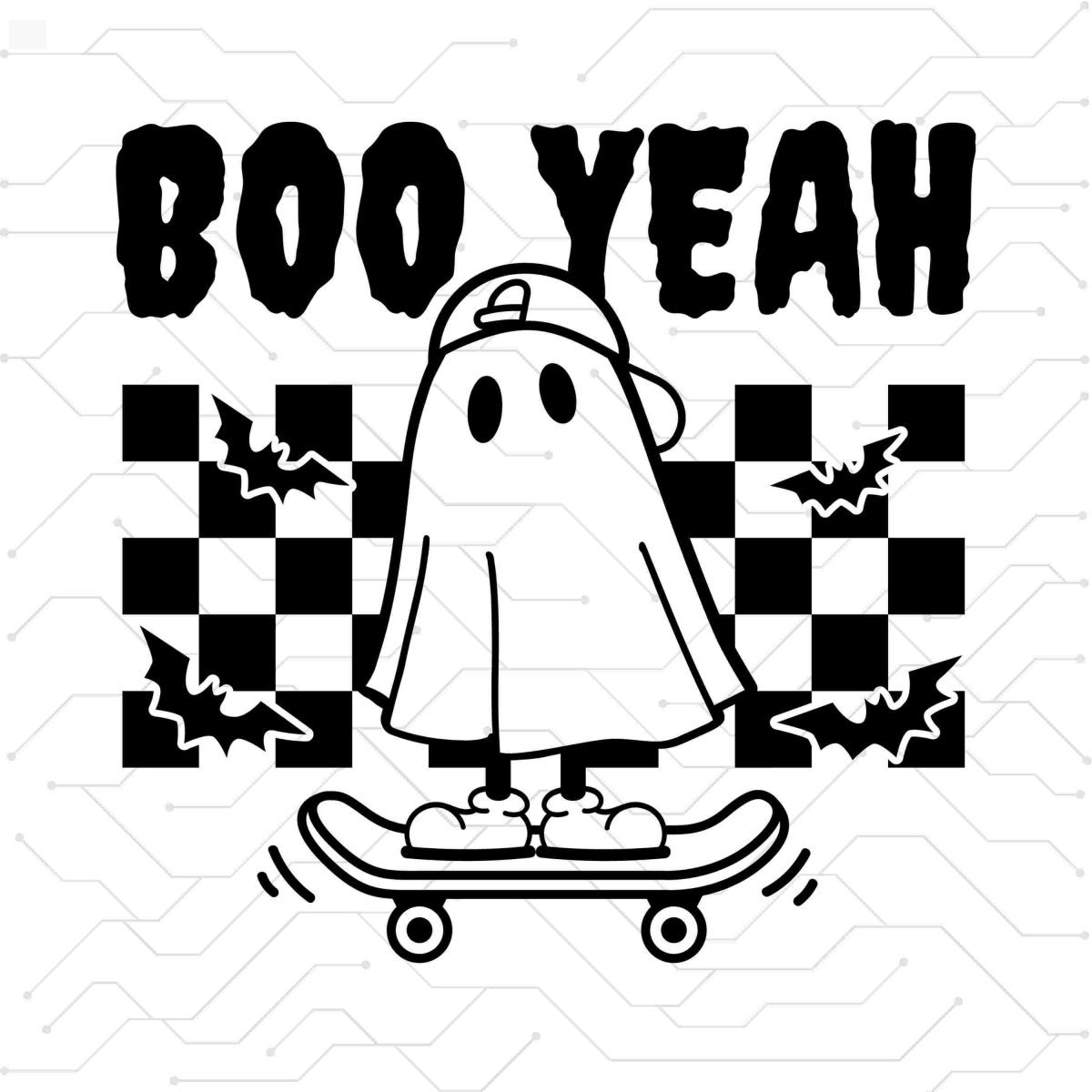 Ghostly Fun Halloween Boys on Skateboards Retro svg png Kids Spooky