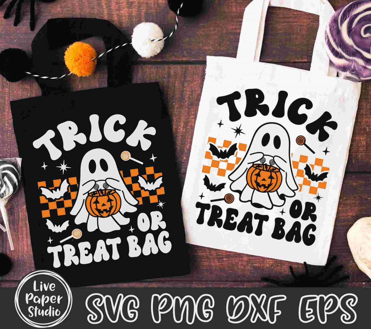 Ghostly Halloween Treats SVG Retro Ghost PNG Kids Gift Digital