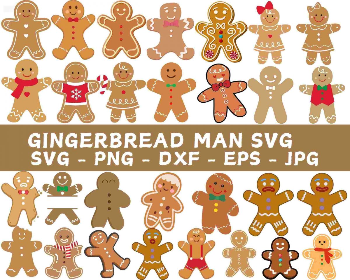 Gingerbread man svg, gingerbread woman svg, christmas svg, bundle svgs, layered cut, gingerbread png, gingerbread dxf, gingerbread man eps