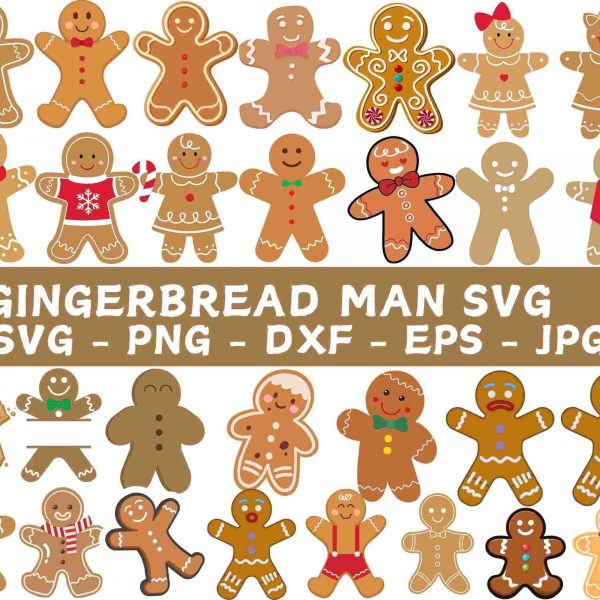 Gingerbread man svg, gingerbread woman svg, christmas svg, bundle svgs, layered cut, gingerbread png, gingerbread dxf, gingerbread man eps