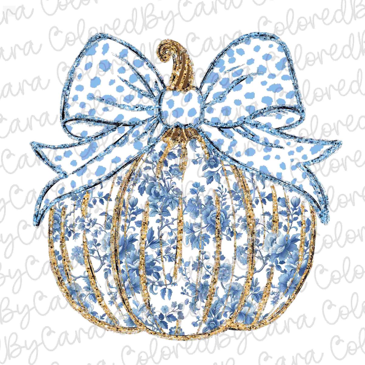 Golden Glitter Pumpkin Chinoiserie SVG for Fall Girl Halloween Design