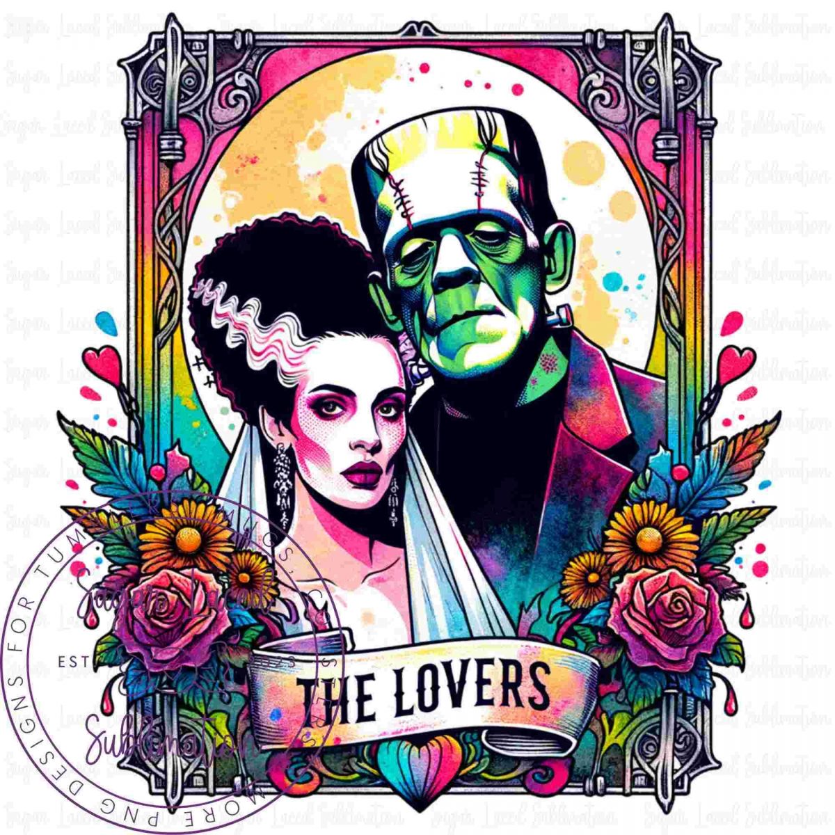 Gothic Bride of Frankenstein Tarot Tee PNG Digital Download