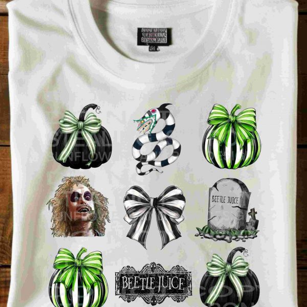 Green Beetle Halloween Movie Trending Beetlejuice TShirt Design PNG