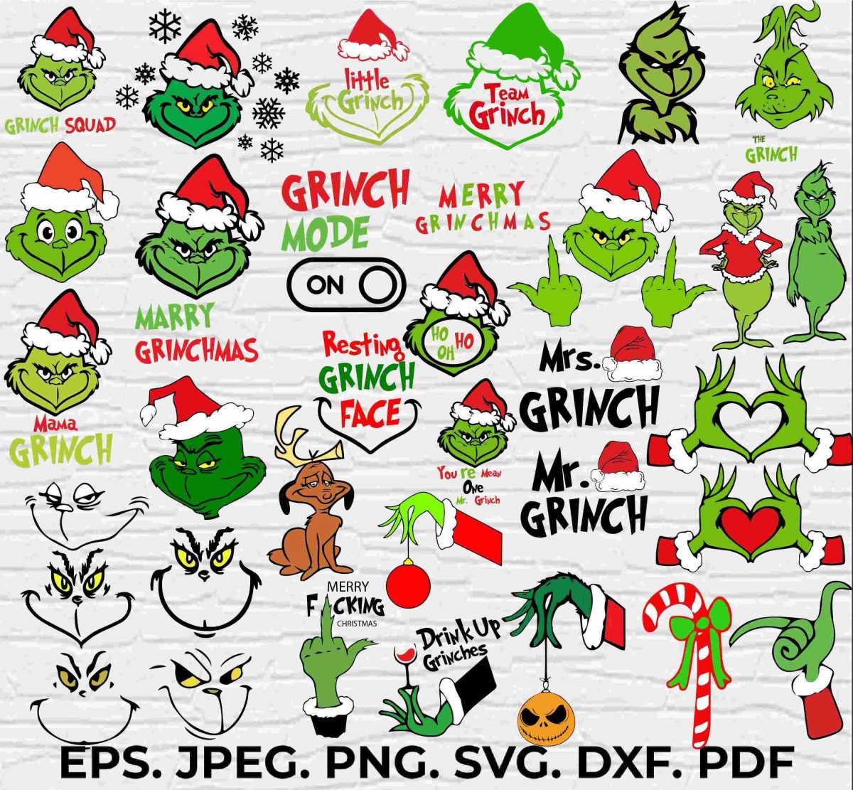 Grinch Christmas Svg Bundle Festive Clipart Collection with Grinch