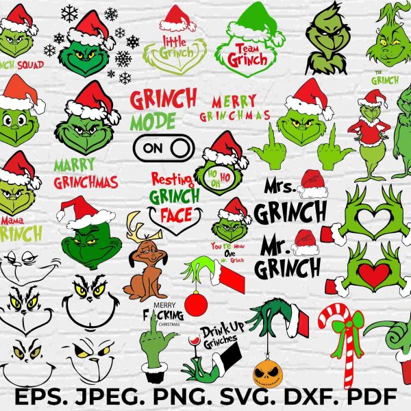 Grinch Christmas Svg Bundle Festive Clipart Collection with Grinch