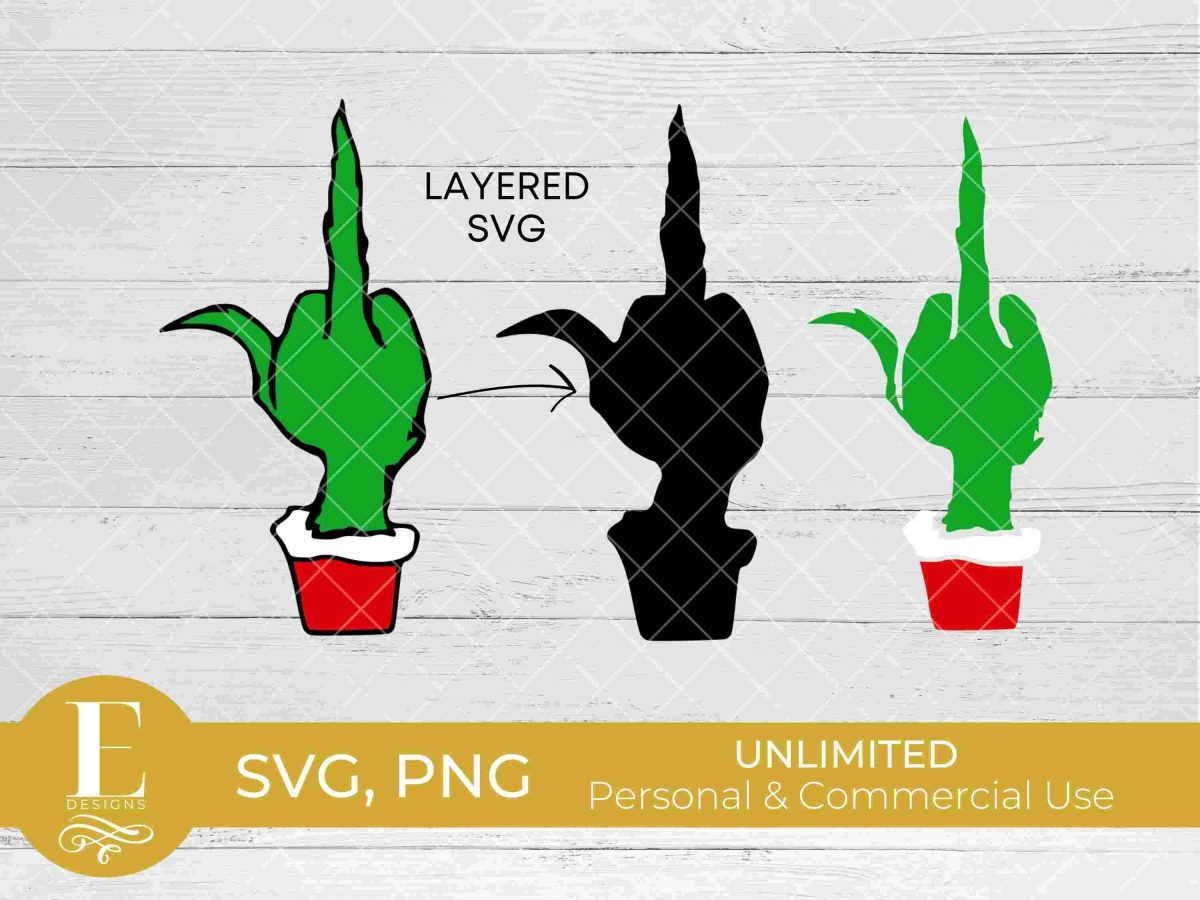 Grinch Middle Finger SVG PNG Bundle for Christmas