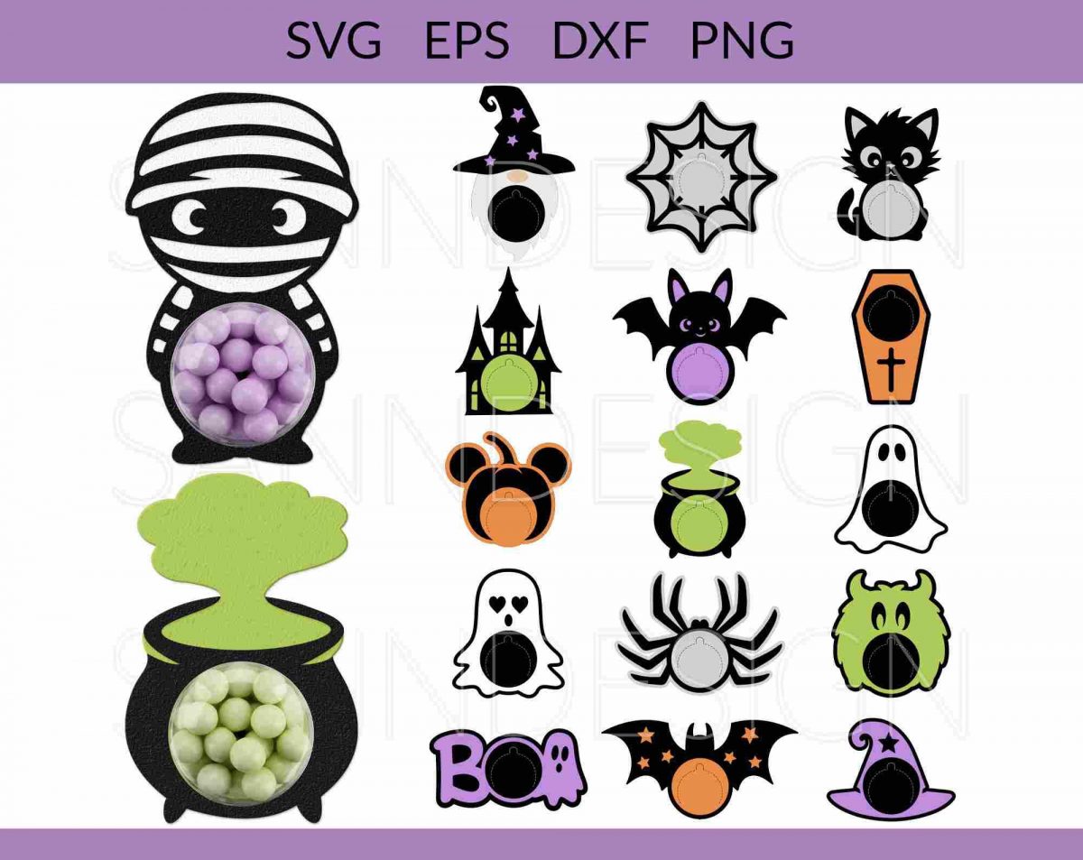 Halloween Candy Dome Holder SVG Bundle for DIY Cricut Silhouette