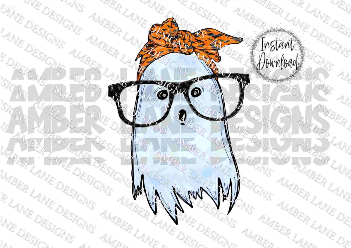 Halloween Ghost in Glasses and Bandana SVG Spooky Halloween Art