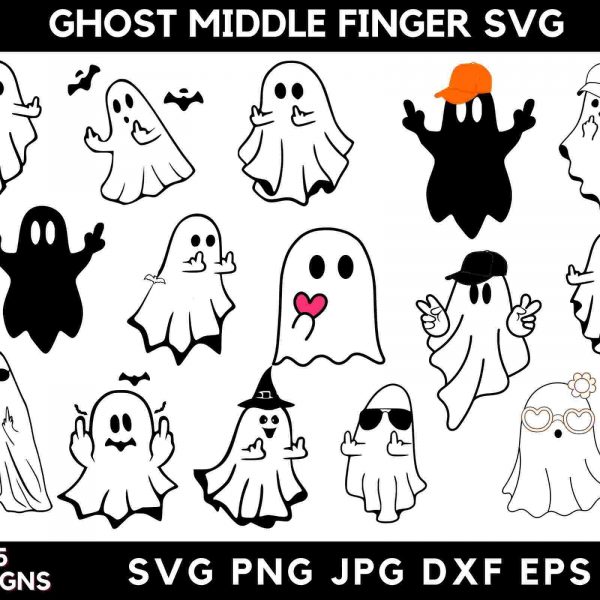 Halloween Ghost Middle Finger Bundle SVG PNG for Cricut Silhouette