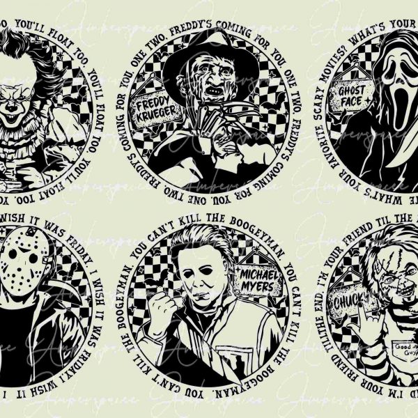 Halloween Horror Movie Killers SVG PNG Spooky Friends Cut File