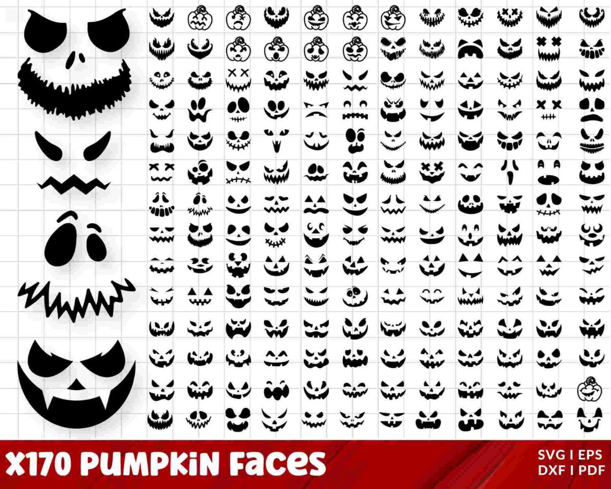 Halloween Pumpkin Face Bundle SVG PNG Clipart for Cricut