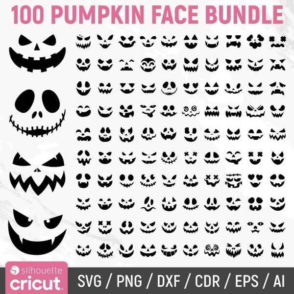 Halloween Pumpkin Faces Svg Jack O Lantern Clipart Cut Files