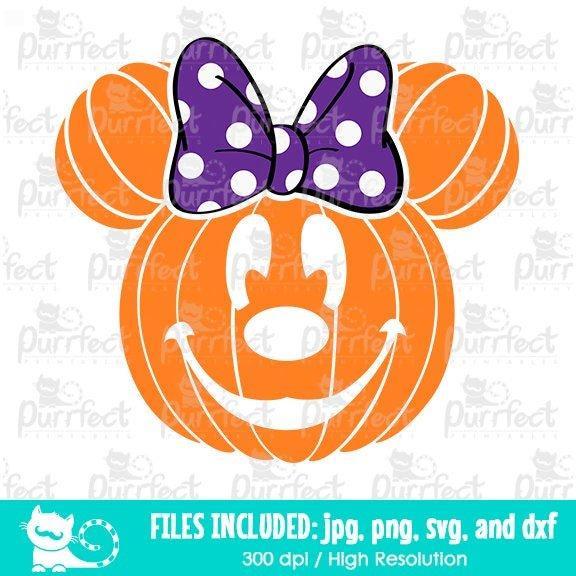 Halloween Pumpkin Girl SVG Mouse Ears Design for Kids Shirt Clipart