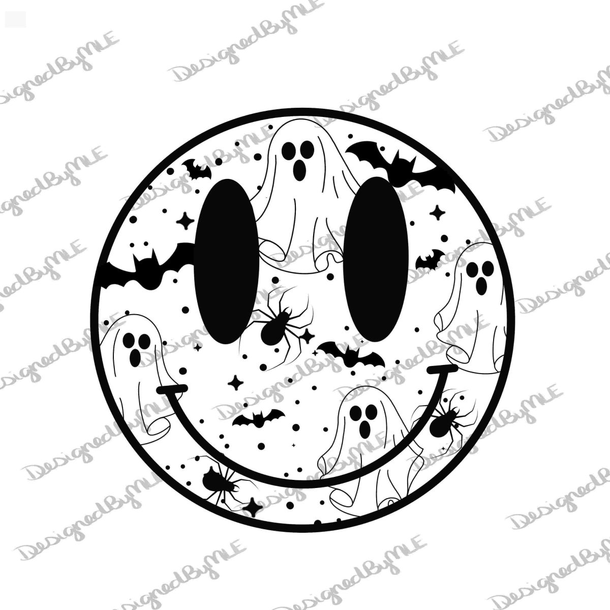 Halloween Smiley Spooky Happy Face SVG PNG Instant Download