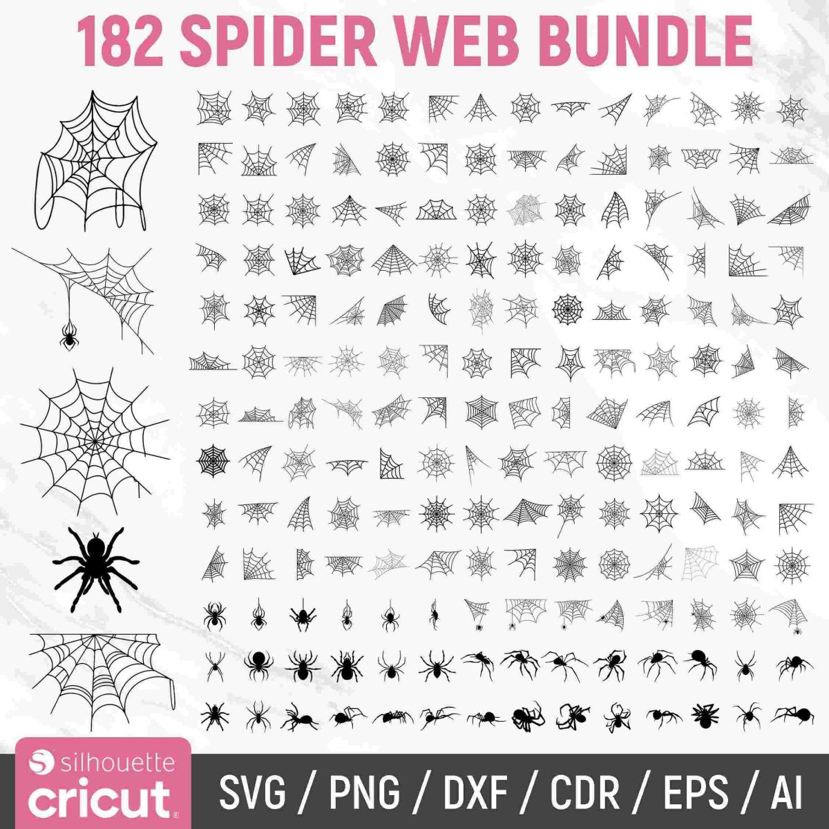 Halloween Spider Web Bundle Svg Png Clipart Silhouette Instant