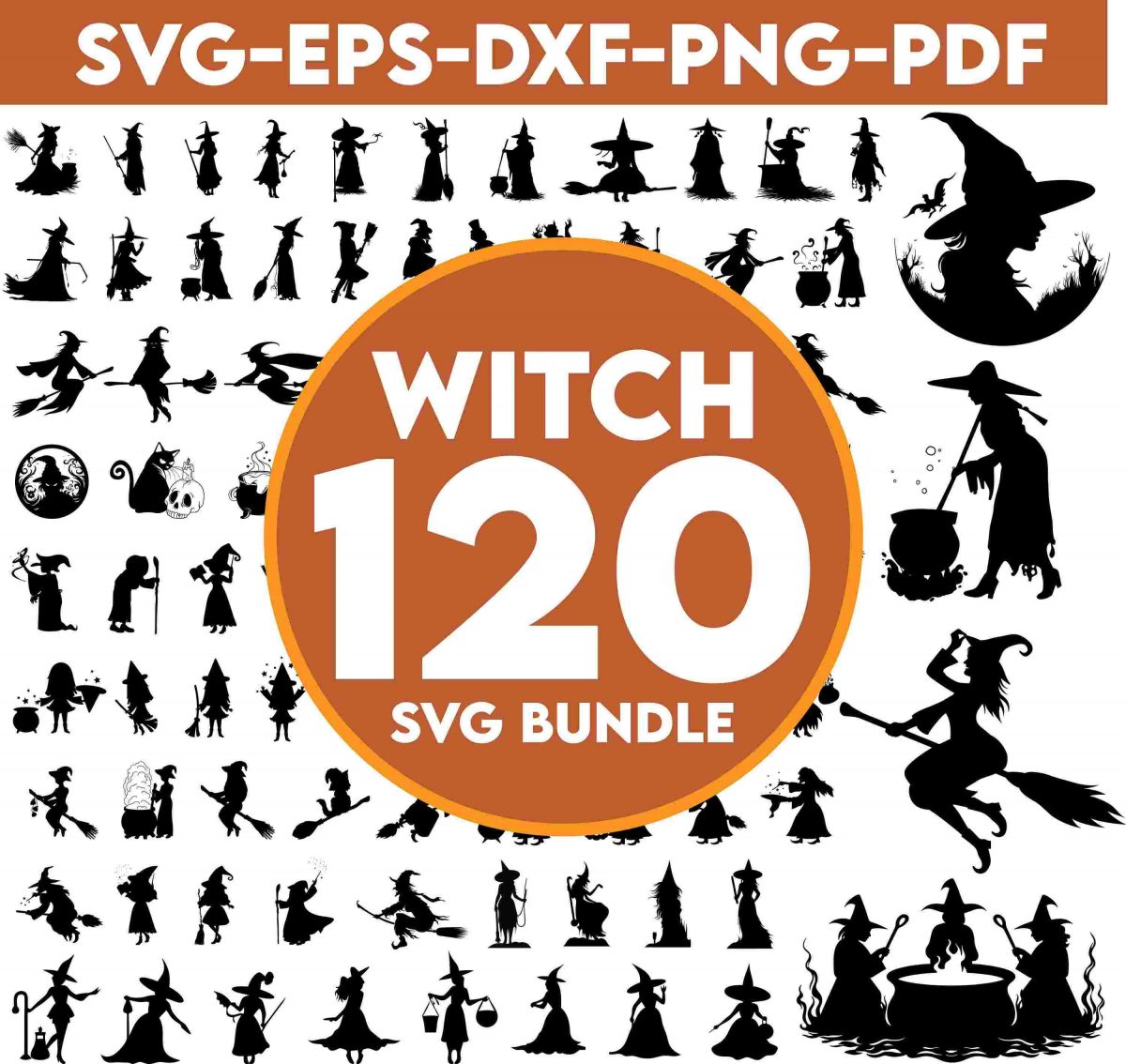 Halloween Witch Bundle SVG Clipart Silhouette Files