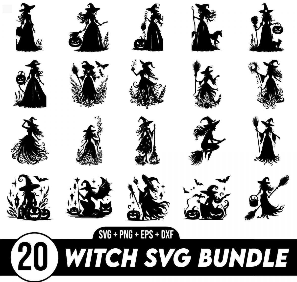 Halloween Witch Bundle SVG Witch Clipart Cut Files for Cricut