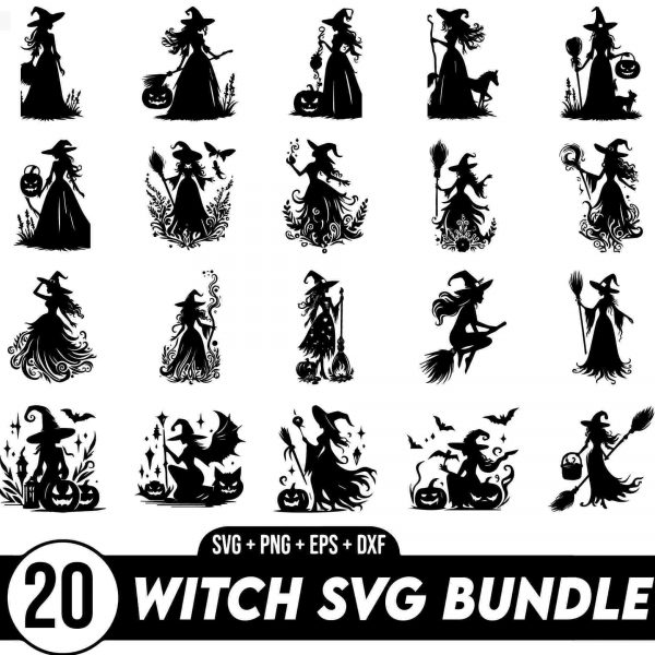 Halloween Witch Bundle SVG Witch Clipart Cut Files for Cricut