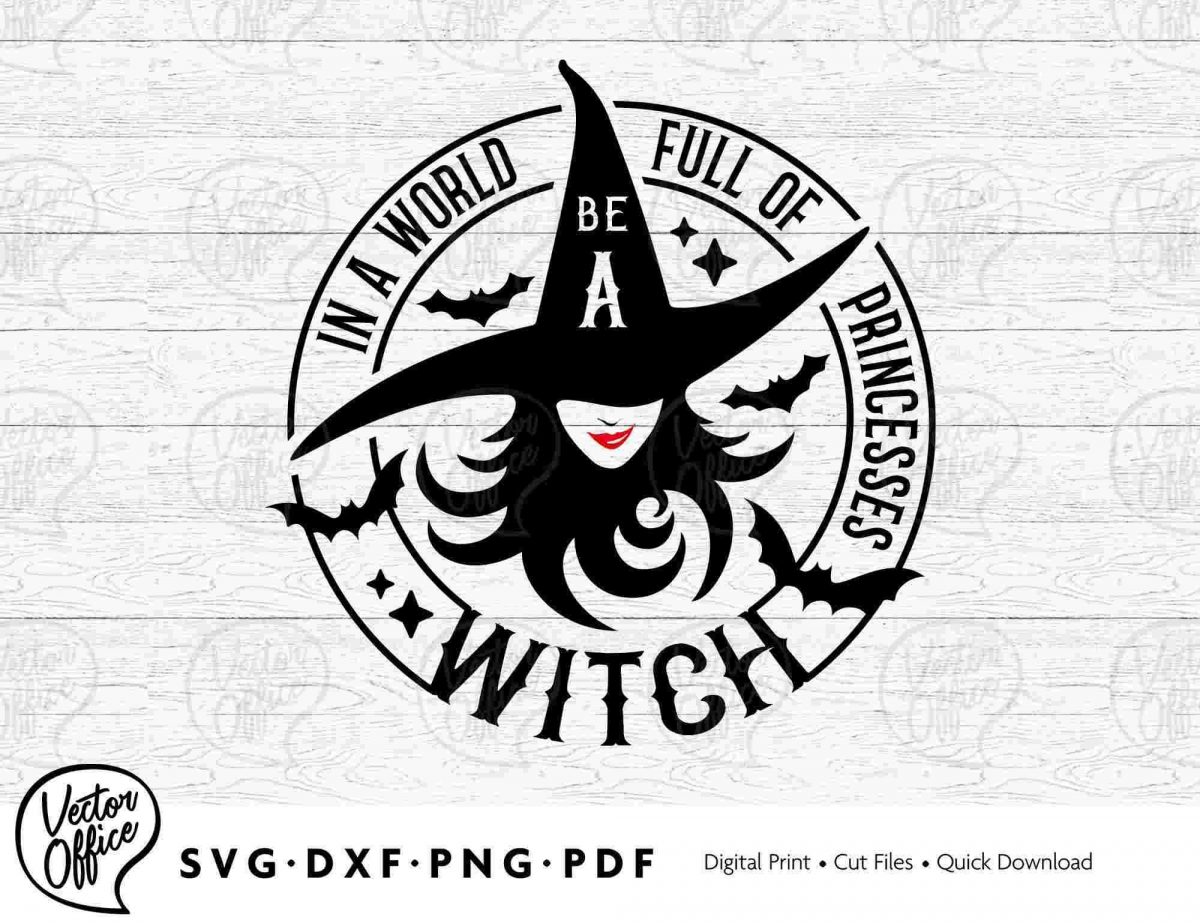 Halloween Witch SVG Cut File Spooky Princess Sublimation Dxf Pdf Png.