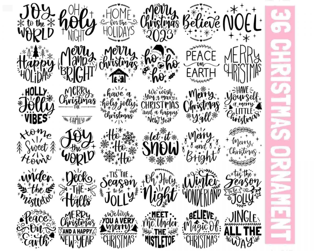 Hand lettered Christmas bundle 36 festive SVGs believe in the magic