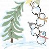 Handdrawn Snowman Tree SVG Printable for Sublimation Christmas Art