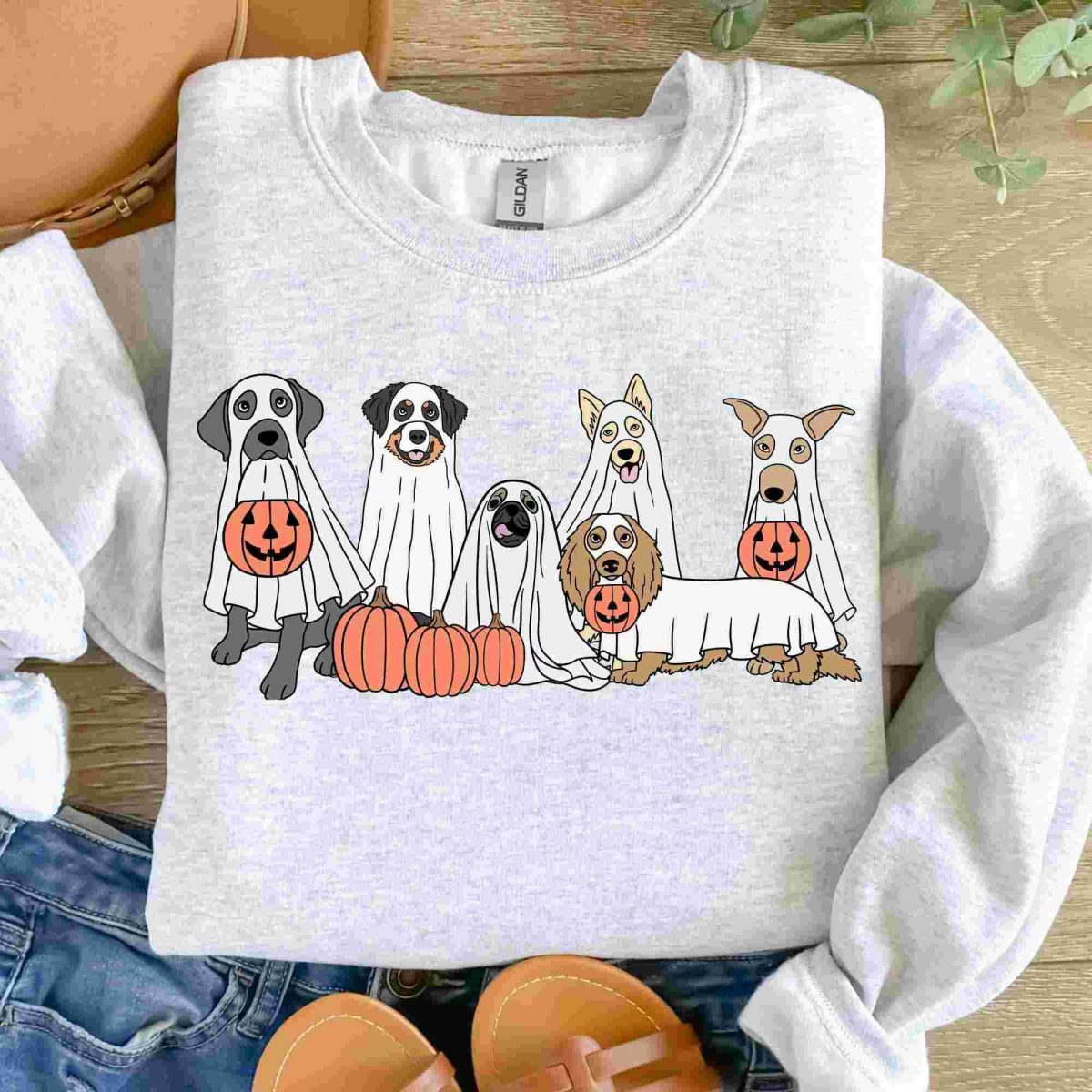 Haunted Dog Halloween SVG Spooky Retro Dog PNG Pumpkin Boo Dog Mom PNG