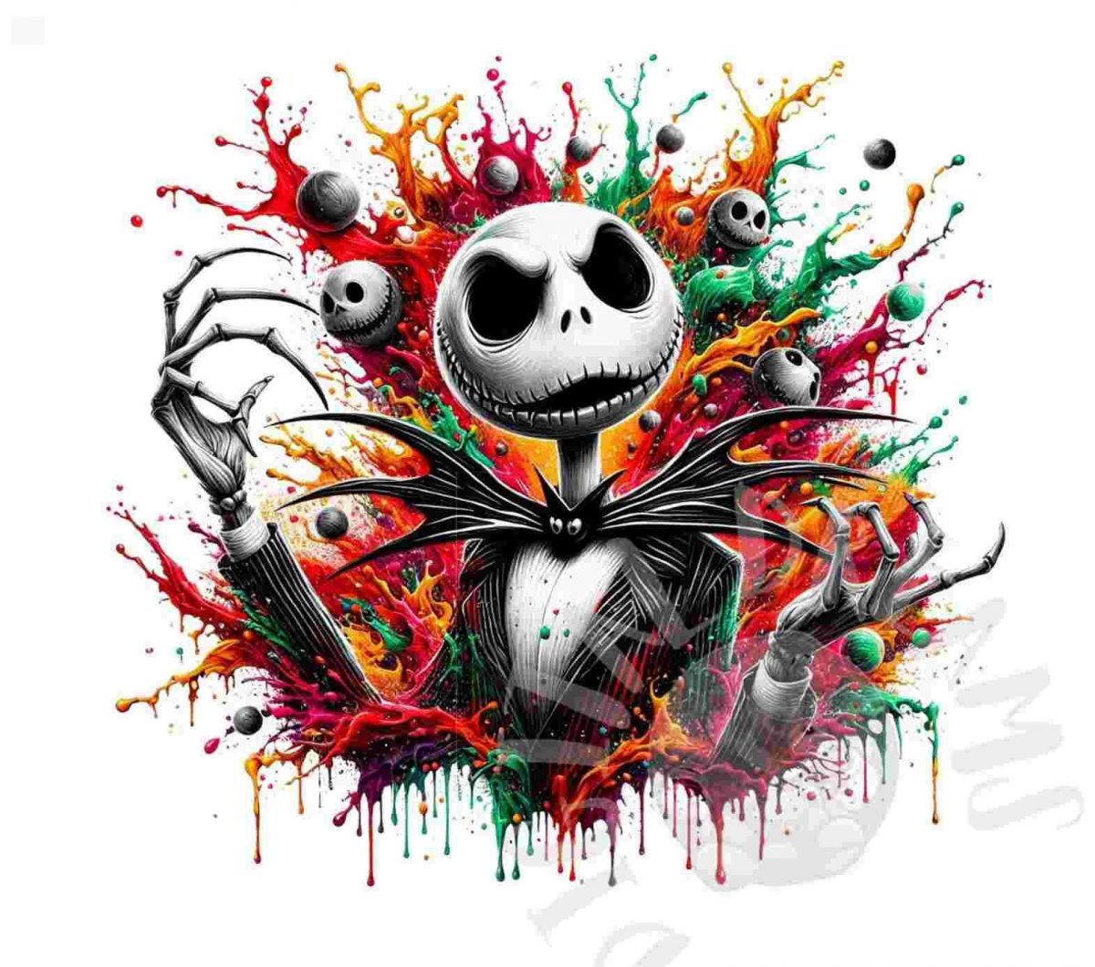 High Quality Jack Skellington Watercolor Clip Art Images SVG PNG