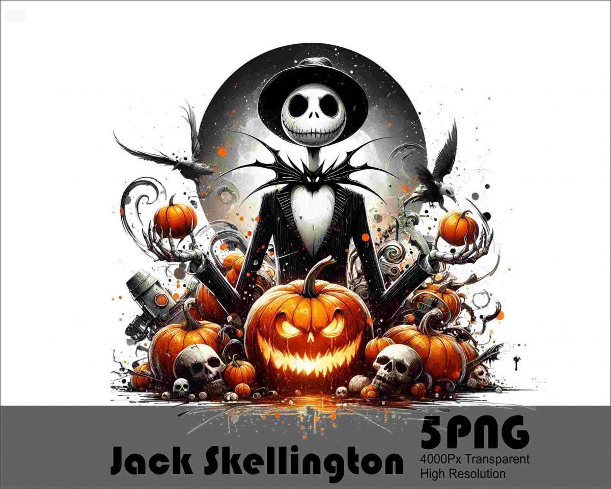 High Resolution Jack Skellington Halloween Pumpkin King PNG Design