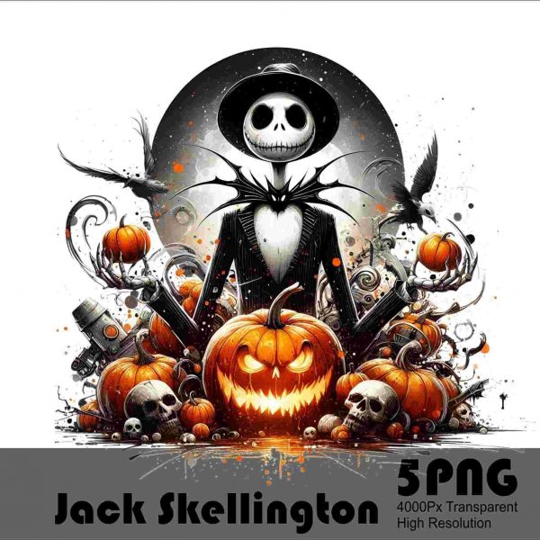 High Resolution Jack Skellington Halloween Pumpkin King PNG Design