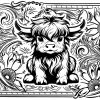 Highland Cow Hatch Patch SVG Tooled Leather Design